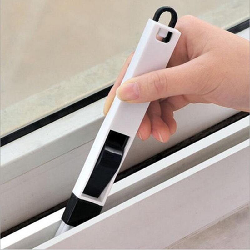 2 in 1 Multipurpose Window Groove Cleaning Brush Household Keyboard Home Kitchen Folding Brush Cleaning Tool Black Blue Brush