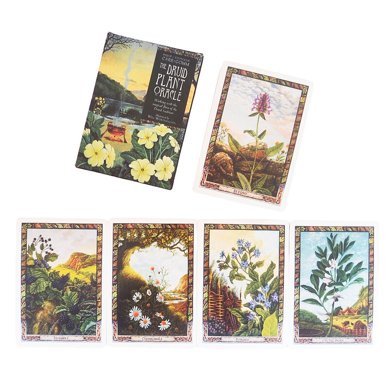 The Lomid Plant Oracle Cards, Travailler avec la flore magique de la tradition druide, 36 pièces, 10.4x7.3cm