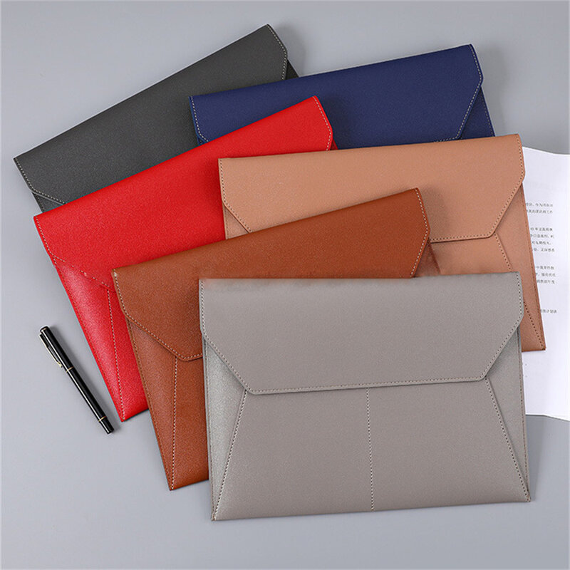 A4 Leather File Bag Large Capacity File Folders Snap Type Document Paper Storage Bag Data Contract Bill File Bag Office Supplies