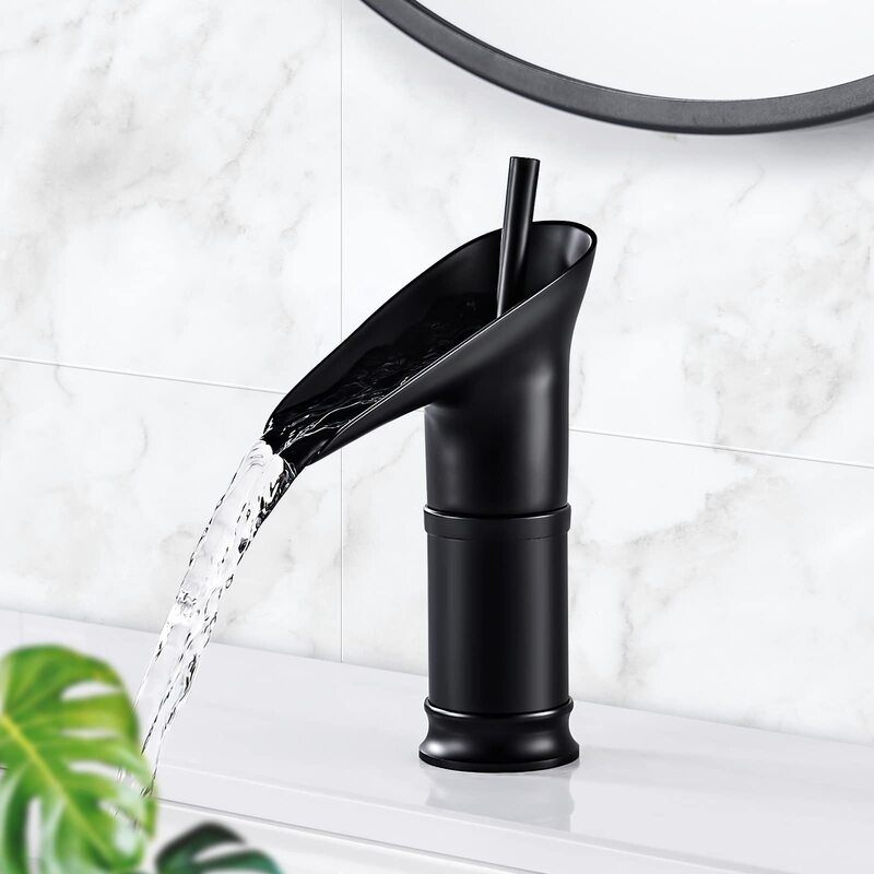 Solepearl Waterfall Bathroom Sink Faucet Brass Bathroom Faucet NozzleSingle Hole Hot Cold Basin Mixer Taps