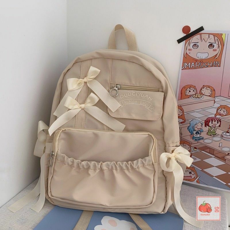 Универсальный рюкзак с милым бантом для женщин, повседневный школьный ранец в японском стиле Лолита на молнии с мягкими ручками для студентов колледжей