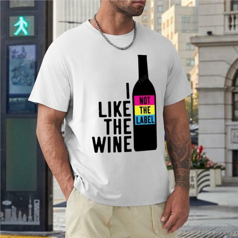Camiseta de algodón con estampado animal para hombre y niño, camisa negra con cuello redondo, I Like The Wine Not The Label