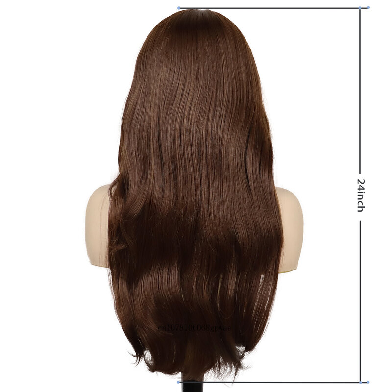 Wig coklat panjang rambut sintetis Wig sutra tepat untuk wanita penampilan alami wanita tahan panas penggunaan pesta kostum Cosplay harian