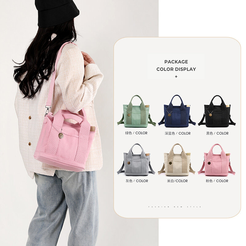 2024 New Women's Canvas Bag with Zipper Tote Bag Women's Large Capacity and Tough Old Japanese Thousand Layer Bag