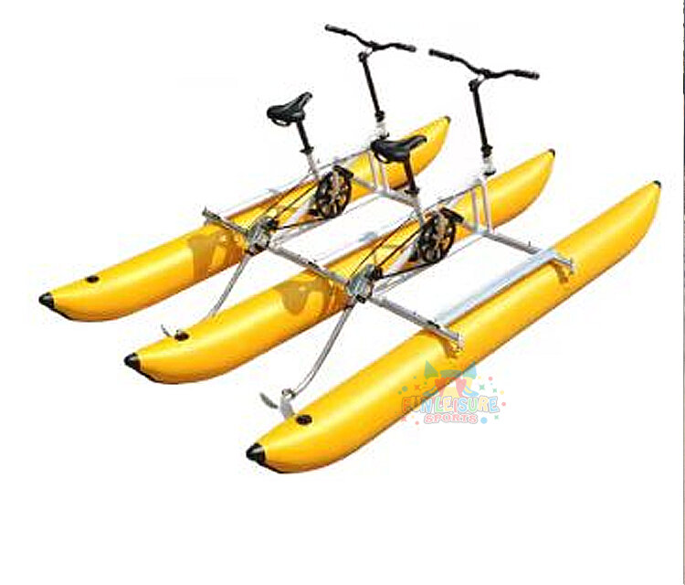 Inflável água bicicleta salto casa, banana barco, grau comercial, banana barco, acuatica