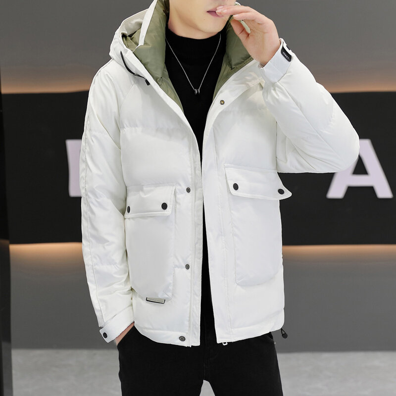 Fashion Men's Winter Duck Down Jackets Casual Streetwear Windproof Warm Hooded Puffer Coats Outdoor Solid Thicken Parkas Clothes