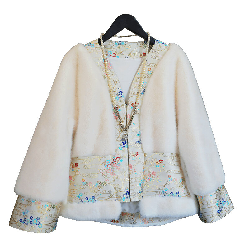 Chiński styl ulepszona qipao jesienna i zimowa damska strój Tang górna odzież moda krótka bawełniana kurtka