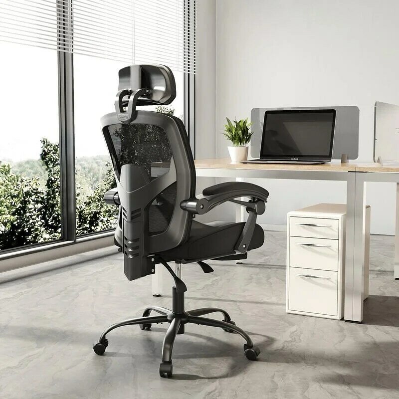 Chaise ergonomique avec assistance pieds, chaise de bureau en maille pour ordinateur, chaise de jeu vidéo, soutien lombaire, repos pour sauna, bras rembourrés, vente d'été