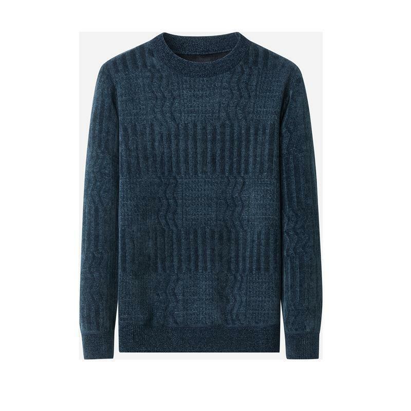 Suéter de felpa de Color sólido para hombres jóvenes, camisa de cuello redondo versátil, parte inferior de punto, Top A35, otoño e invierno, 2024