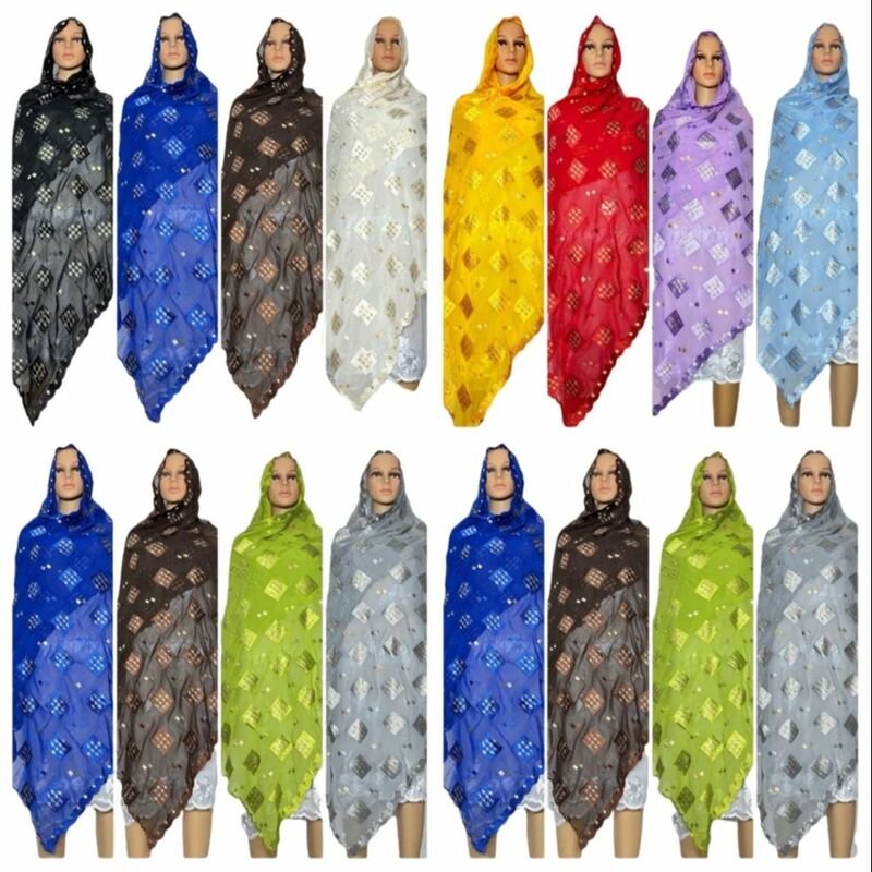 Darmowa wysyłka nowy dubajski szalik dla muzułmanki afrykański szyfon duży hidżab Islam paszmina Turban chusta haft szale