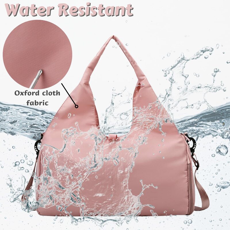 Women Sports Gym Bag with Yoga Mat Holder Waterproof Travel Luggage Handbag Multifunctional Yoga Gym Wet Dry Pockets Bag