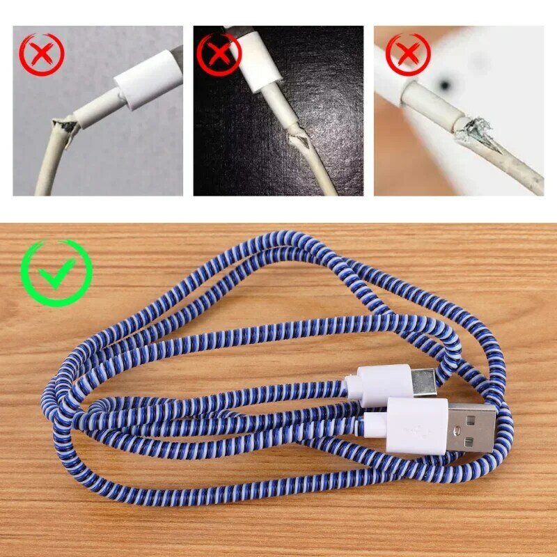 1.4m colore spirale USB Wire Protector flessibile Anti-rottura corda di protezione a molla per cavo di ricarica USB auricolare linea dati Winder