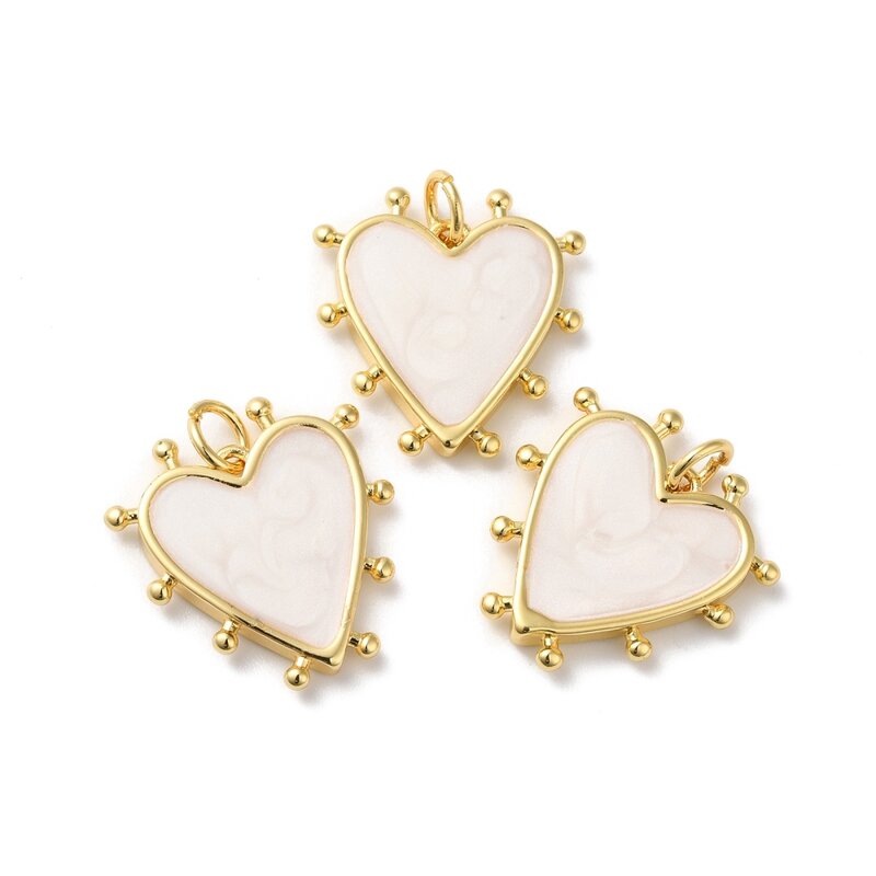 20 piezas colgantes de latón con forma de corazón esmaltado para fabricación de joyas, pulsera, collar, pendiente, accesorios de decoración artesanal, 19x18x3mm