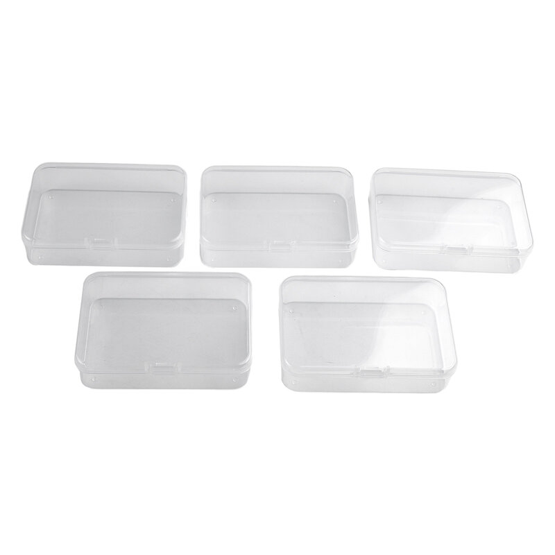 Scatole di plastica da 5 pezzi scatola di ricezione di componenti per imballaggio di gioielli con carta d'identità scatola di plastica piccola con coperchio trasparente per strumenti di parti di inezie