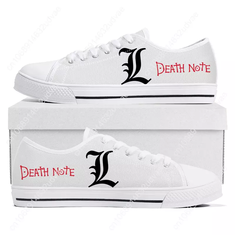 รองเท้าผ้าใบลายการ์ตูน Death Note Yagami lawliet L รองเท้าผ้าใบข้อต่ำรองเท้าผ้าใบสำหรับวัยรุ่นผู้ชายผู้หญิงรองเท้าคู่รักคุณภาพสูงออกแบบได้ตามต้องการ