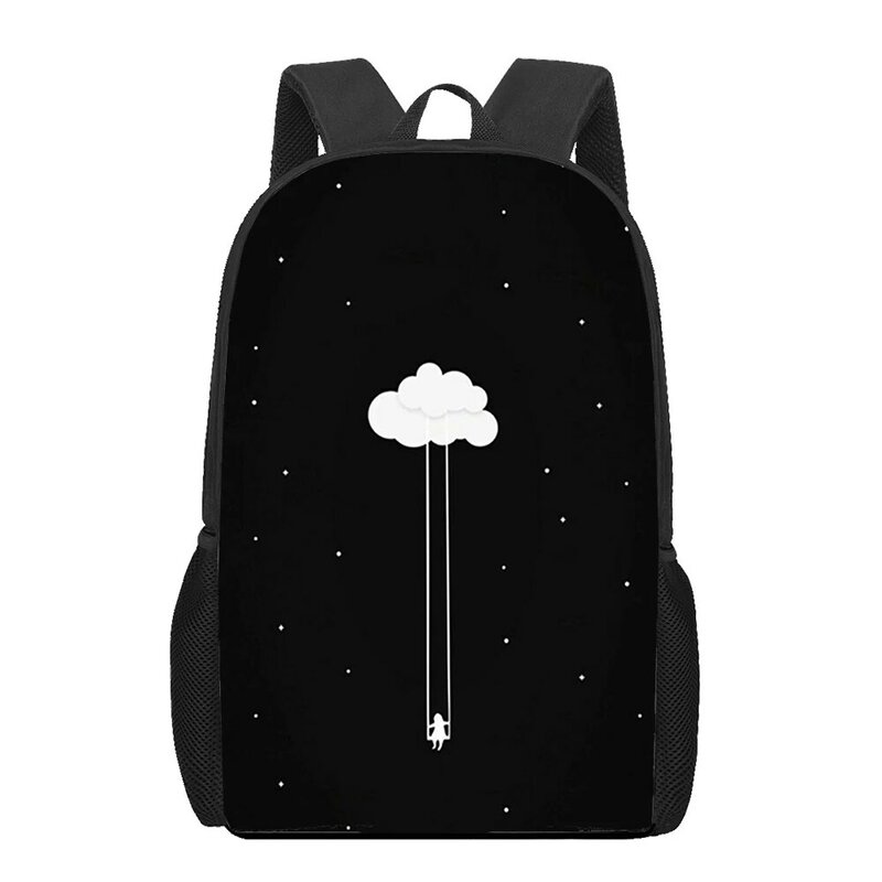 Czarny butik z nadrukiem 3D torba na książki mężczyzn 16 Cal plecak dla nastoletnich chłopców przedszkole plecak o dużej pojemności dla dzieci