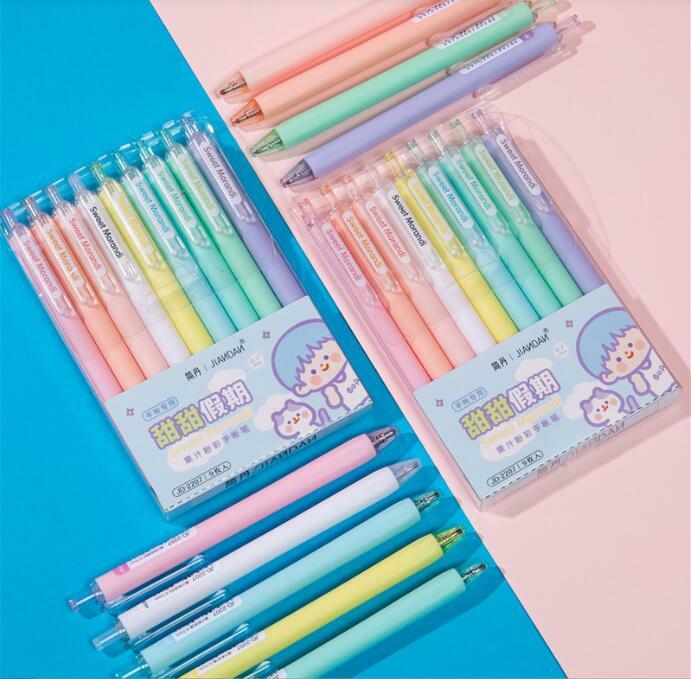 Moranti-bolígrafos de Gel Kawaii de 9 colores para escribir, rotuladores de tinta de colores, resaltador de dibujo, regalo, suministros escolares de oficina, 36 unids/lote