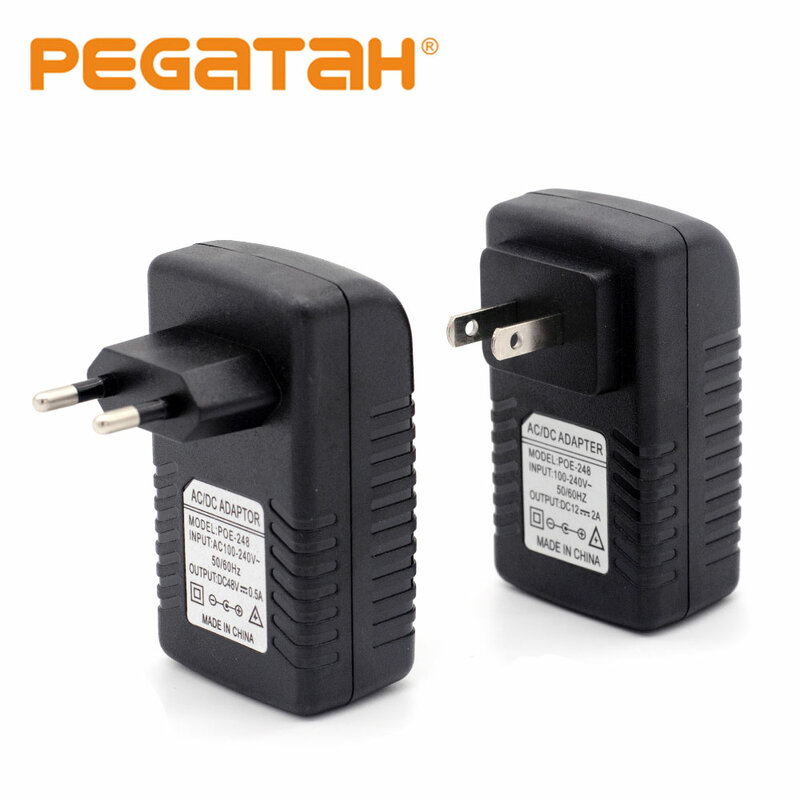 Pegata POE Injektor Video Pengawasan DC12V/15V/24V/48V Steker EU/US/UK untuk Kamera Poe Adaptor Daya POE untuk Kamera IPC