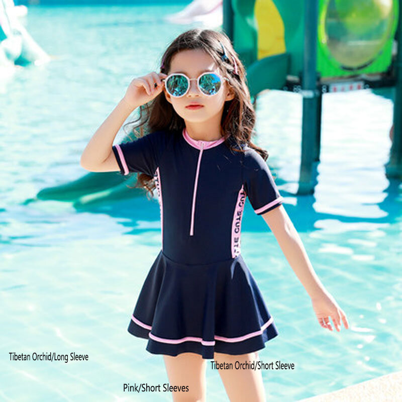 Girls Swimsuit One-piece Swimwear Bikini UPF50+ Print Baby Long Sleeve Kids Infant Beach Bathing Swimming suit for children
