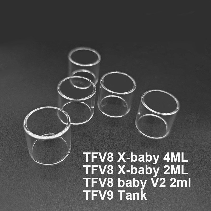 Tanque de vidrio plano recto para Smok TFV8 x-baby, contenedor de vidrio de repuesto, 5 piezas, 4ML, 2ML, TFV8 baby V2, 2ml, TFV9