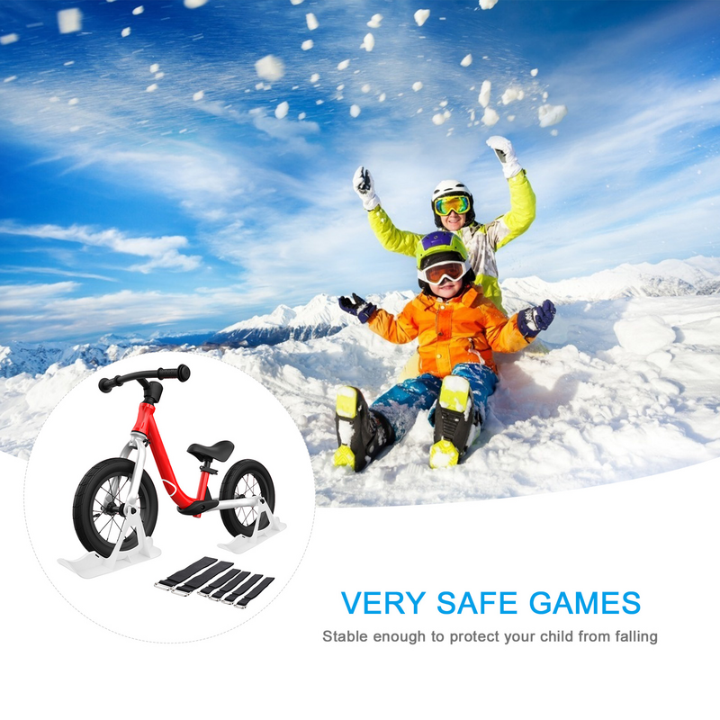Tabla de esquí de bicicleta de equilibrio para niños, 2 piezas, 4 correas de piezas, aptas para neumáticos de 13-15 pulgadas