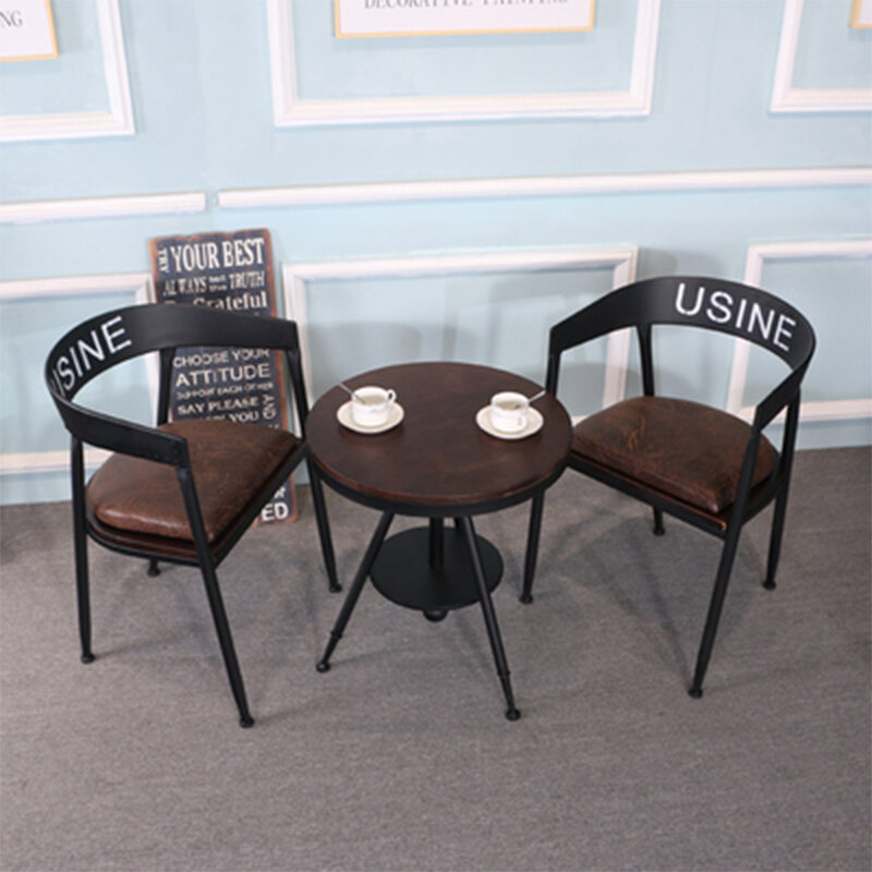 Железный обеденный стул, стул для отдыха, стул для переговоров, американский стул из твердой древесины для магазина молочного чая, кофейного столика и стула, комбинированный