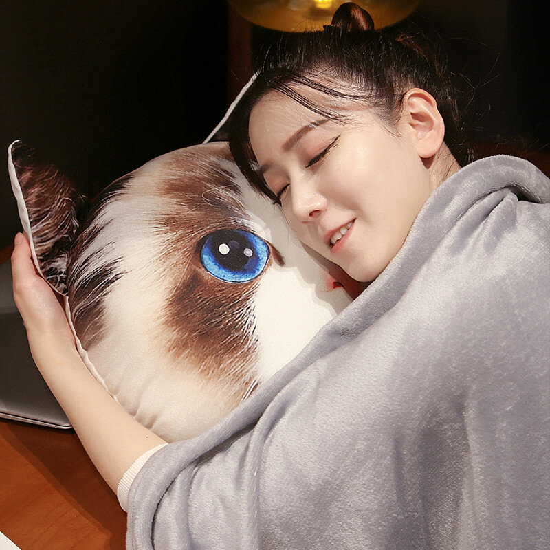 New Kawaii Cat Plush Toys Summer Blanket Stuffed Plush Pillow Cushion Cuddly Animal Pillow Birthday Gifts