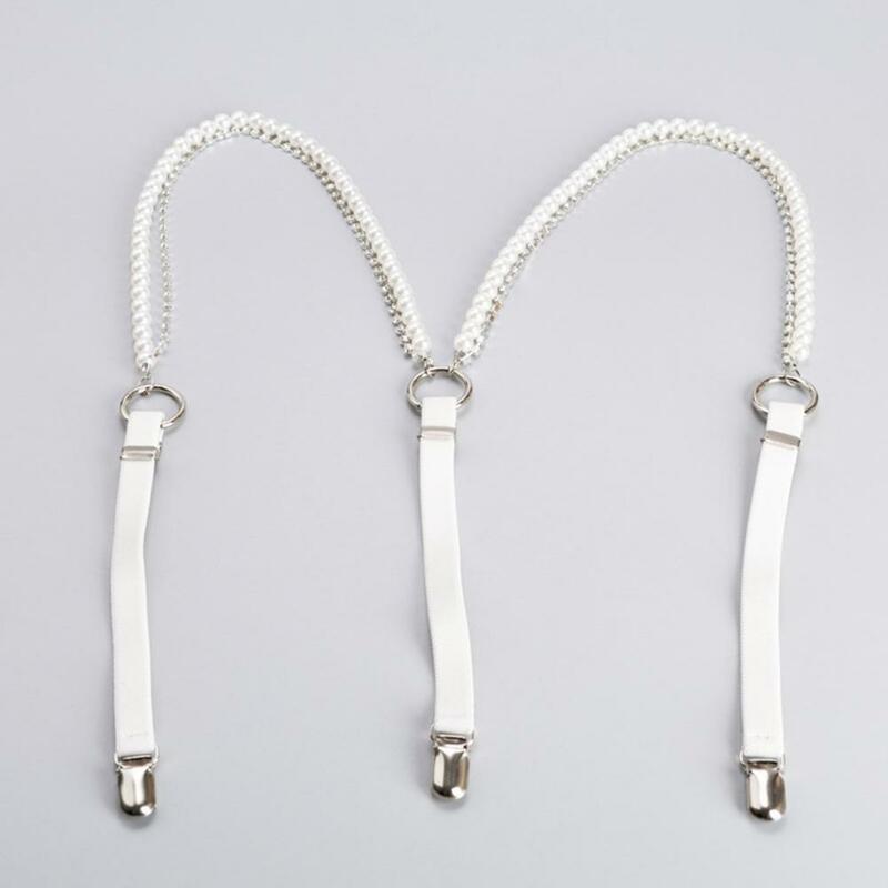Duck Mouth Clip Strap Chain para mulheres, falso couro suspensórios cinto, ajustável cadeia elástica