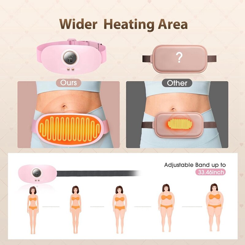 Warming Palace Belt Heating Pad, Almofada de aquecimento para cãibras, 5 níveis de calor 7 modos de massagem 1 conjunto