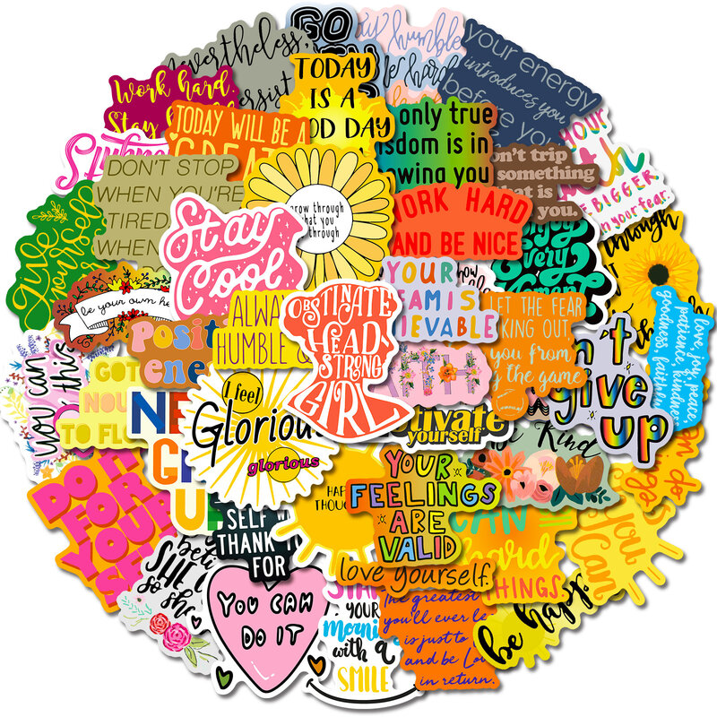 50 Stuks Motiverende Tekst Serie Graffiti Stickers Geschikt Voor Laptop Helm Desktop Decoratie Diy Stickers Speelgoed Groothandel
