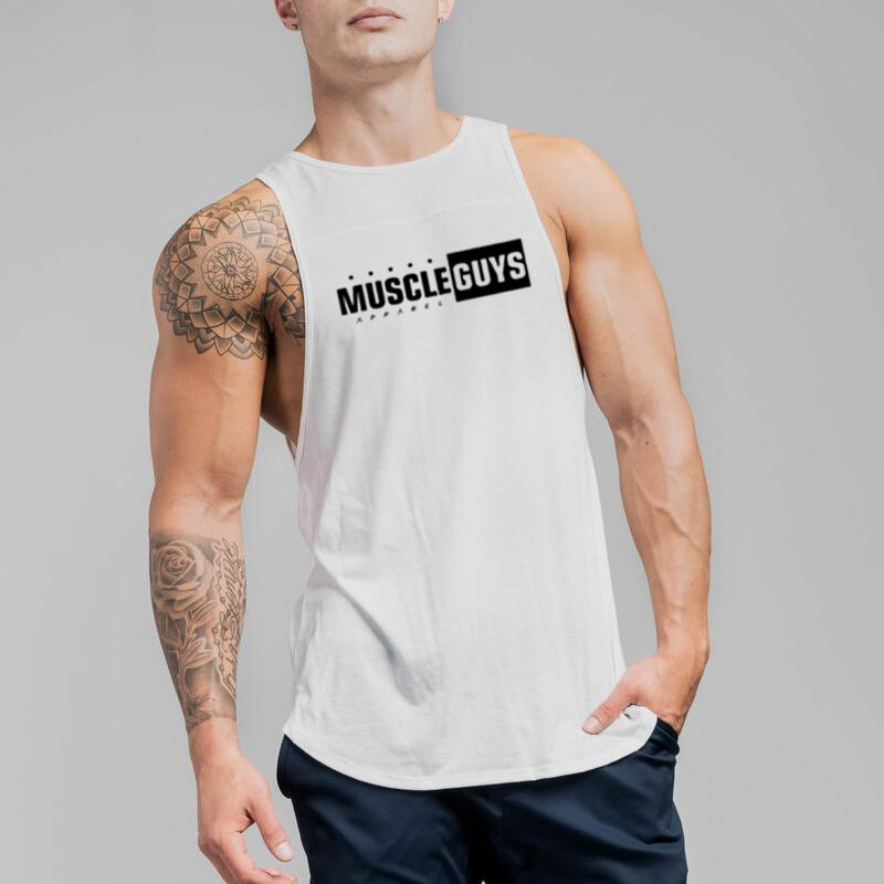Hot Sale Gym Bodybuilding Fashion Sleeveless Breathbale T-shirts Summer Loose Cool Cotton Men's Casual Fitness Muscle Tank Tops