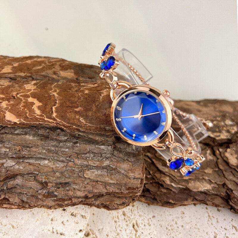 Часы женские кварцевые с бабочками, морскими сокровищами, голубые