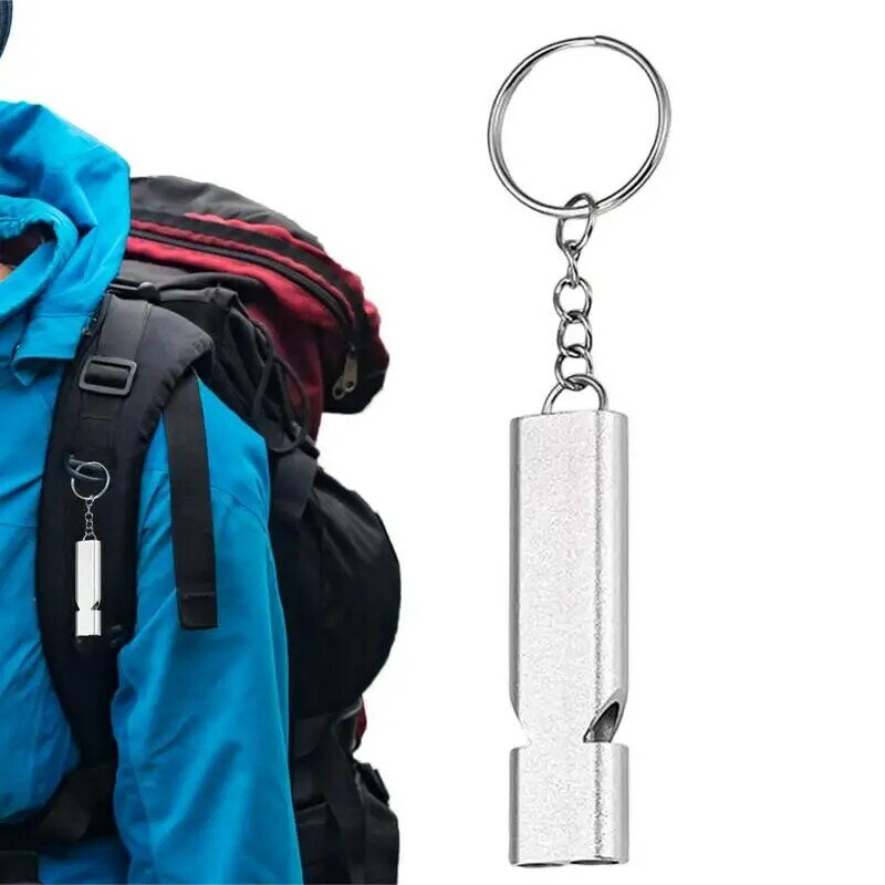 Emergency Survival Whistle Keychain, Double Tubes Segurança, Aluminum Alloy, Passeios de barco ao ar livre, Camping, Caça, Novo, Esportes