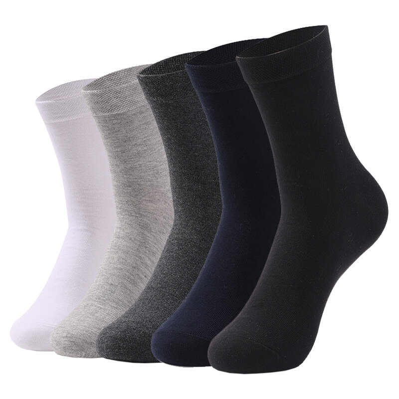 Calcetines de algodón para hombre y mujer, medias suaves y transpirables, antibacterianas, Color puro, de negocios, 5 pares