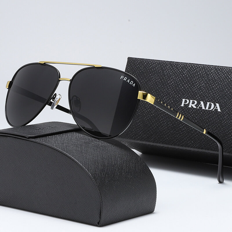 2024 Classics Fashion Luxury Brand Sunglasses Men Sun Glasses Women Metal Frame Black Lens Eyewear Driving Goggles UV400 T02