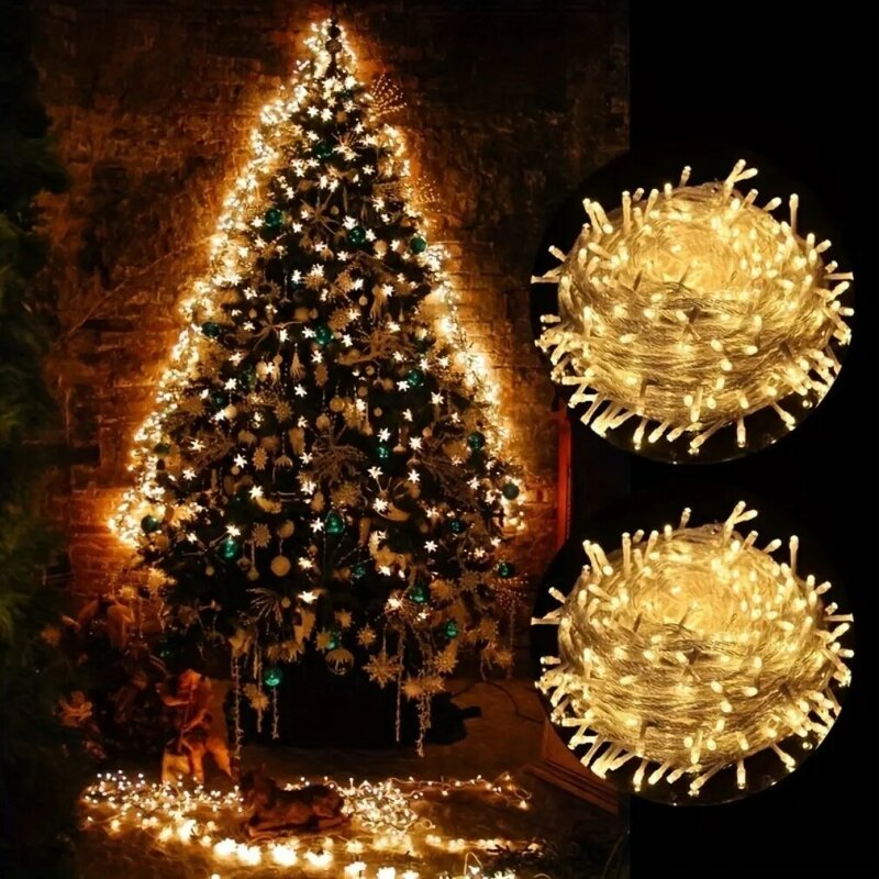 Lampu setrip dekorasi pesta Natal LED, lampu karangan bunga, dekorasi, lampu pesta Natal tahan air, lampu luar ruangan, lampu peri senar Natal LED 5M