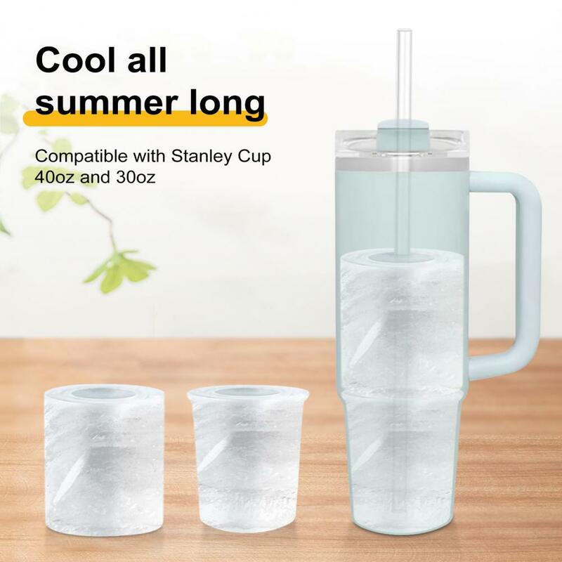 Reusable Ice Cube Maker Silicone Ice Cube Tray with Lid for Tumbler Bpa Free 2 Cavities Cylinder Ice Ball Maker Mold for Summer