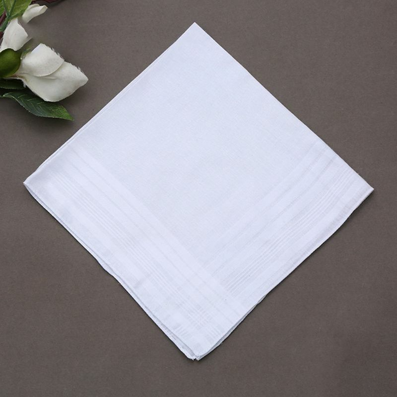 12Pcs 40x40cm Men Women Cotton Handkerchiefs Pure Hankies Jacquard Striped Pocket Square Towel DIY Painting Drop Shipping