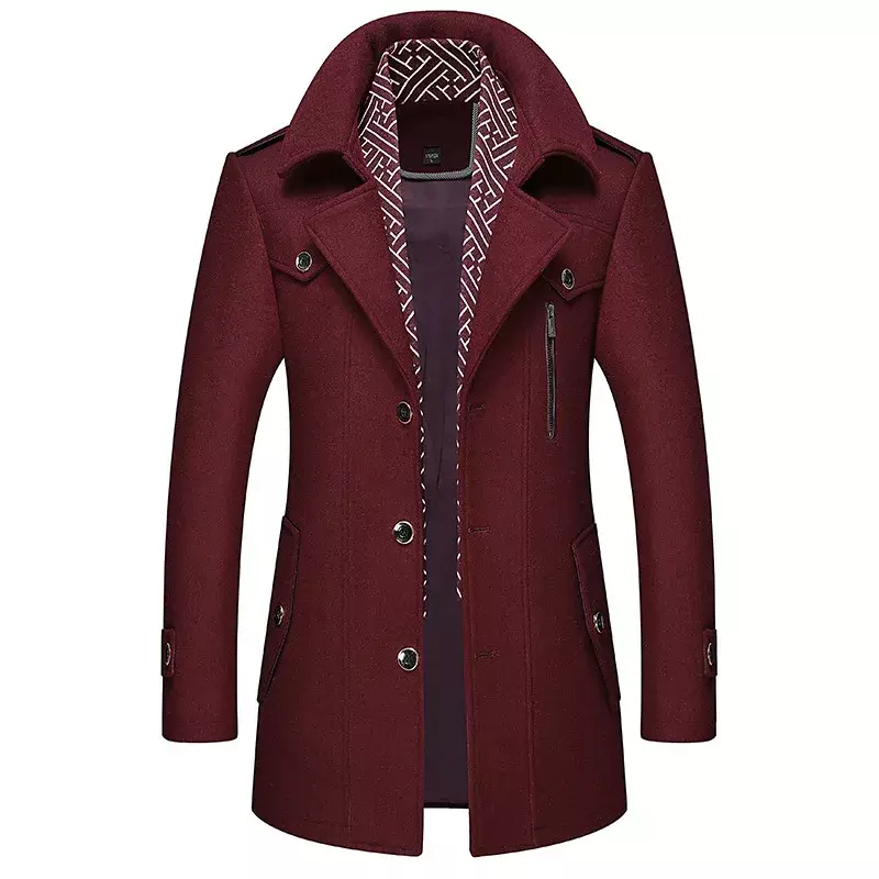 男性用コットン防水コート,暖かいウールのコート,中間の長さのスカーフ,新しいファッション,冬,M-5XL