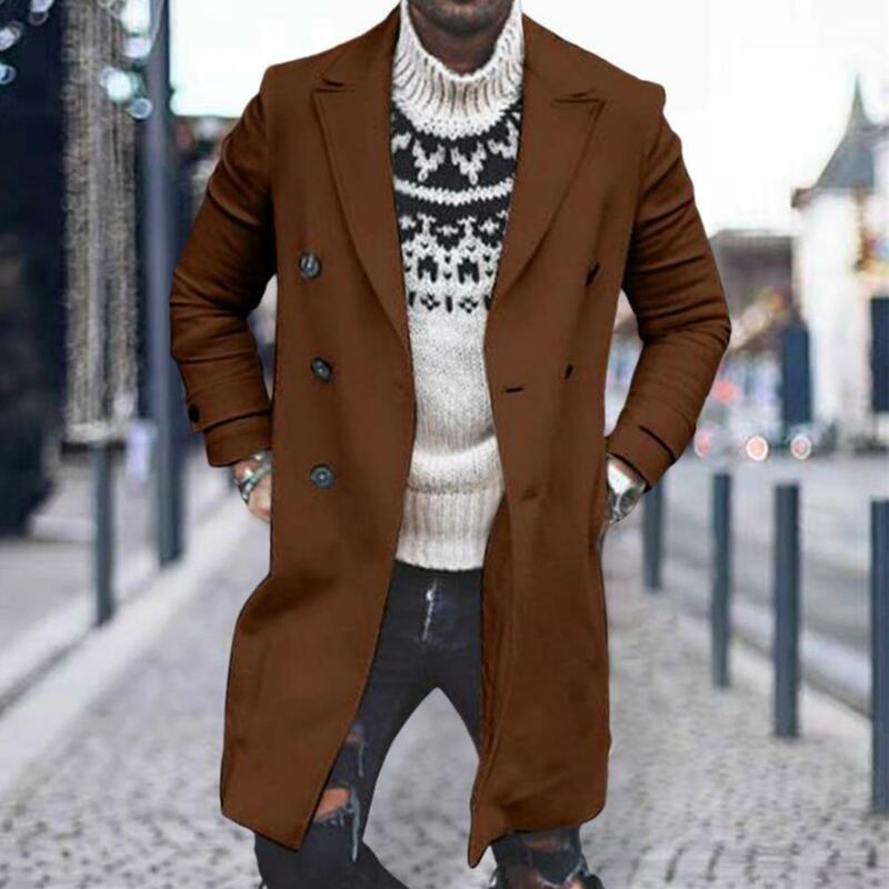 Popularny męski płaszcz zimowy męski wełniany płaszcz średniej długości gruby kołnierz wełniany płaszcz