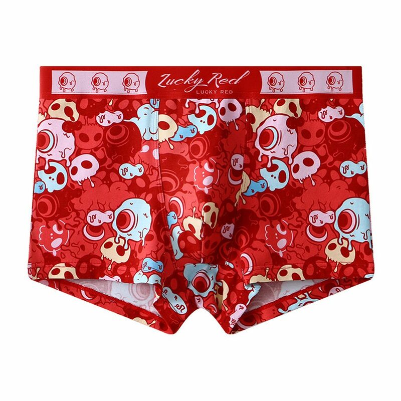 Rode Platte Boxers Heren Print U Bolle Buidel Boxerslip Onderkleding Katoenen Heren Ademende Oversized Onderbroek Shorts Geschenken