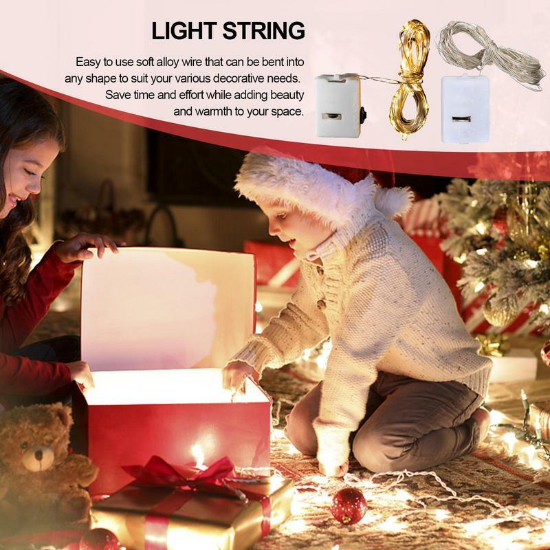 6 buah lampu LED tali kawat dioperasikan baterai lampu peri kawat tembaga untuk dekorasi pesta pernikahan teras lampu taman tahan air