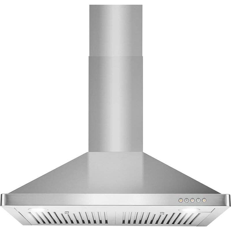 Wall Mount Range Hood with 380 CFM, Ducted, 3-Speed, Permanent Filters, LED Lights, Chimney Style Over Stove Vent in