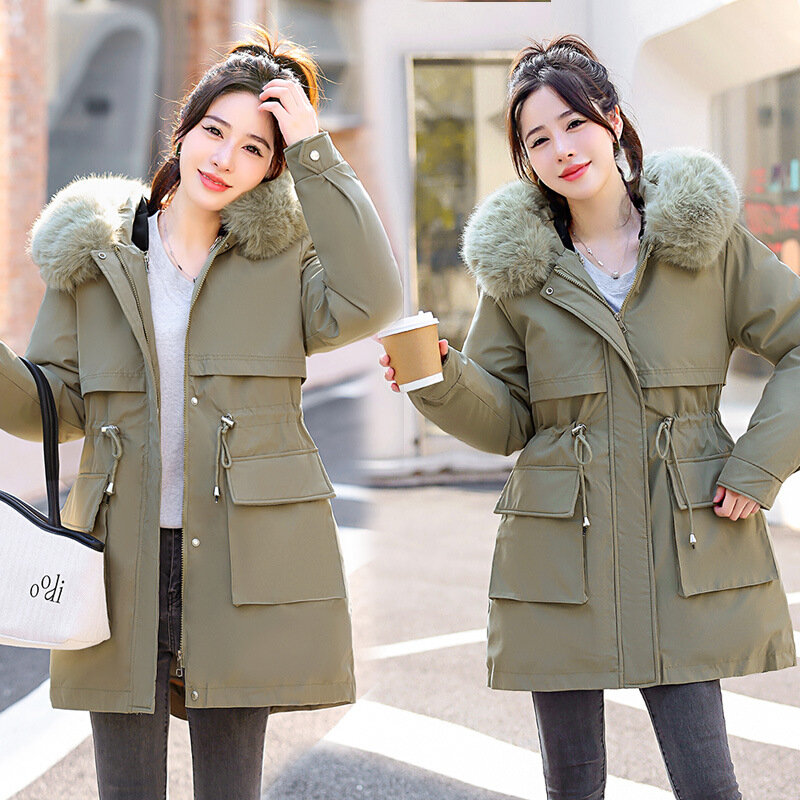 Pai Overcoming Women's 2023 Autumn And Winter New Thickened Detachable Inner Tank Cotton Suit Mid Length Hooded Coat In 6 Colors