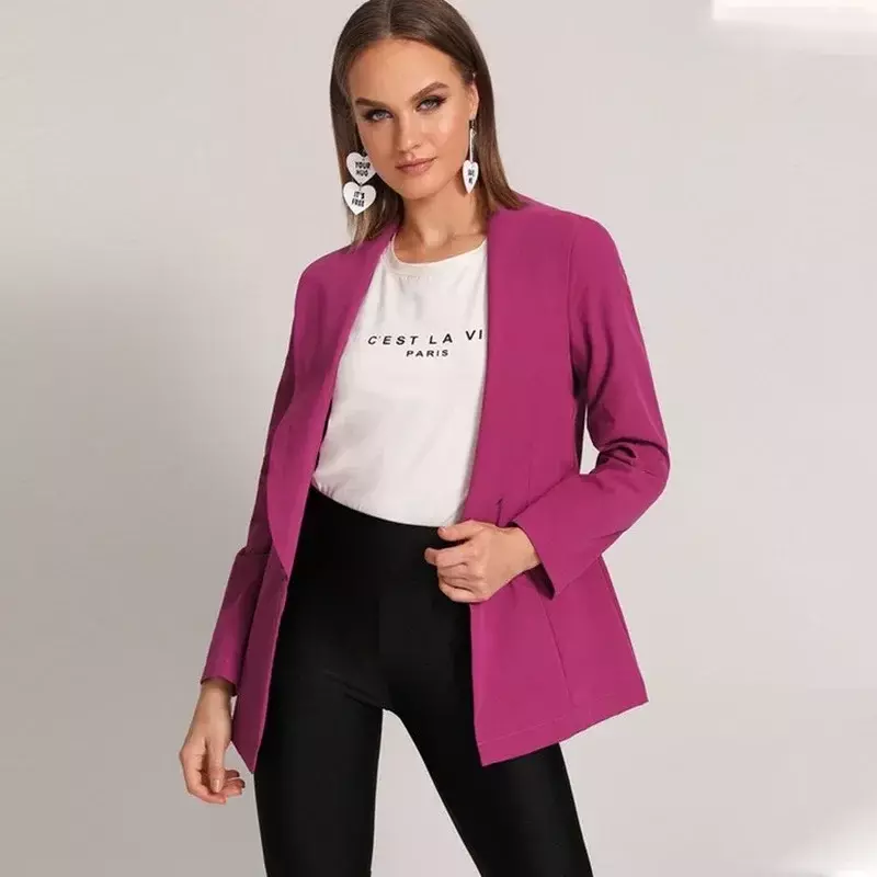 Women Spring Autumn Blazers and Jackets Elegant Work Solid Colors Single Breasted Office Blazer Suits 2023 Casual Commute Suits