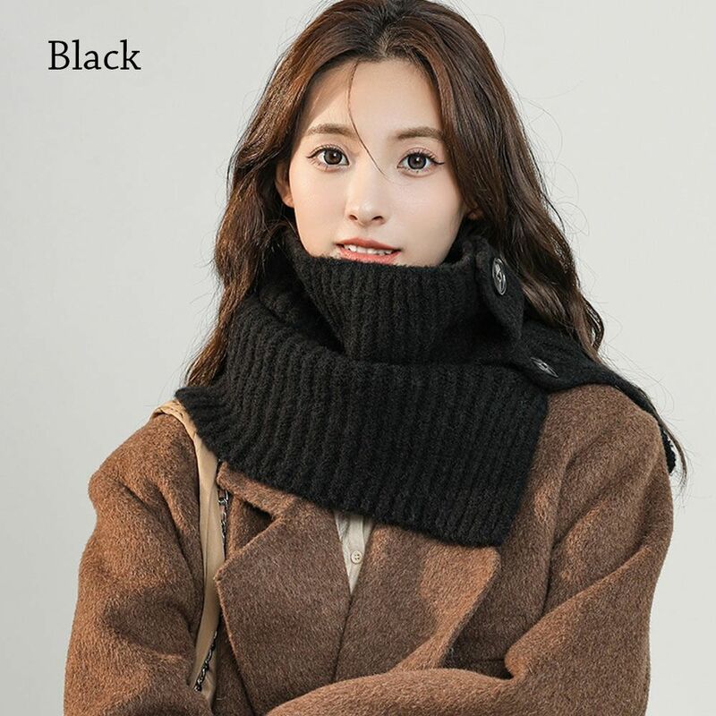 Lenço de colarinho falso tricotado para mulheres, gola alta quente, envoltório à prova de vento, aquecedor do pescoço, destacável, inverno
