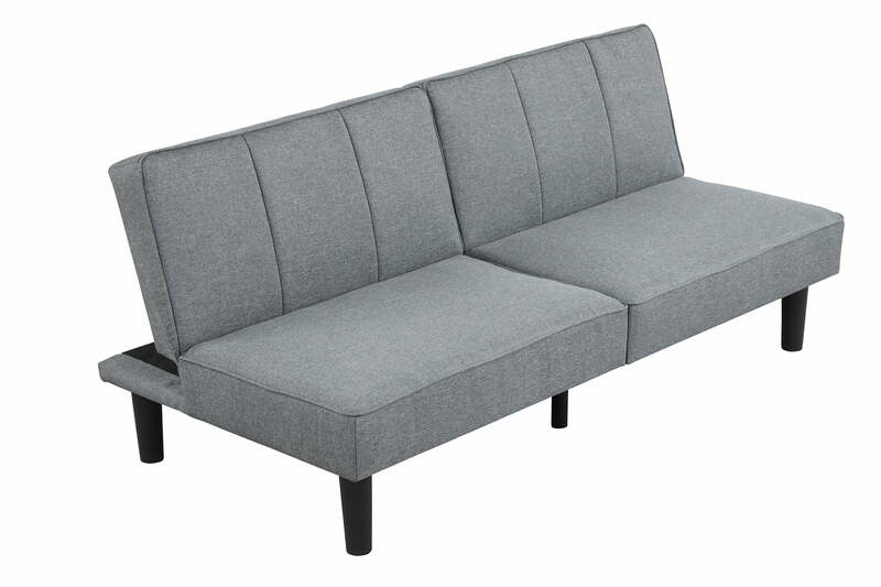 Studio Futon, divano letto con rivestimento in lino grigio