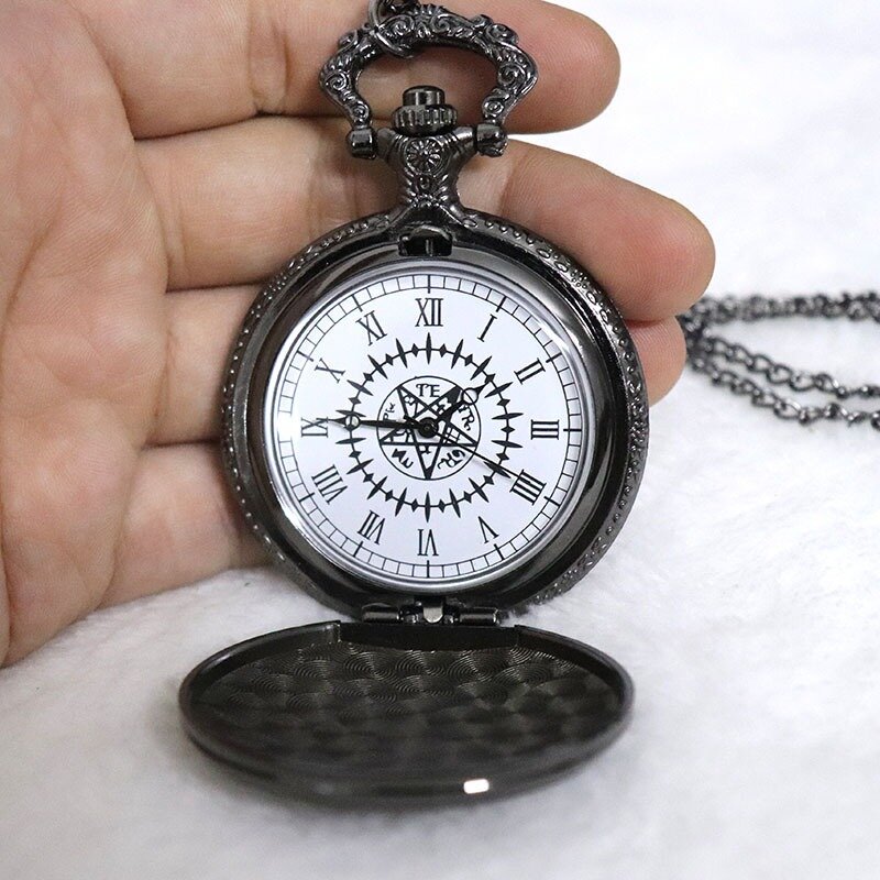 Romeinse Zakhorloge Mannelijk Vintage Patroon Ketting Glow Uniek Horloge Relogio De Bolso Relojes De Bolsillo Mecanicos Zwarte Klok