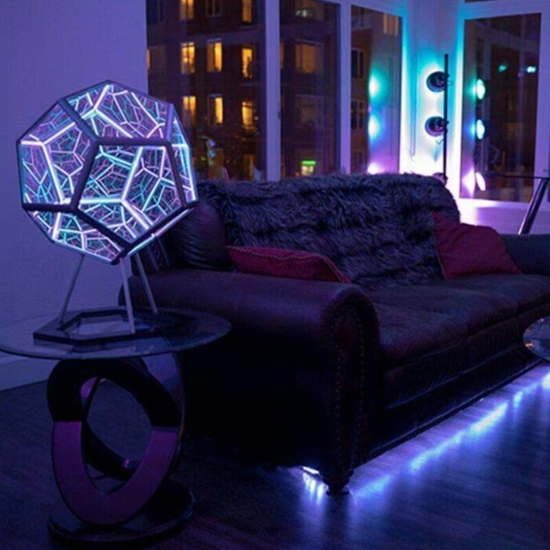 Luz LED fresca cubos para decoración sala juegos, lámpara juego dodecaedro,