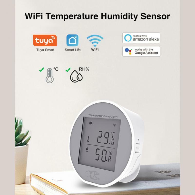 RYRA Tuya Termometer Higrometer Dalam Ruangan Sensor Suhu dan Kelembaban WIFI Pintar dengan Tampilan LCD Mendukung Alexa Google Home